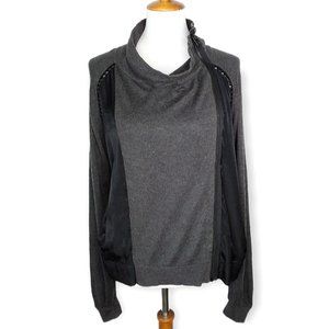 Harley Davidson Moto Full Zip Cardigan Sweater Size XL Studded Grey Black